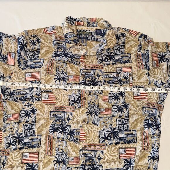 Men’s Campia Button Down Tropical American Flag Shirt, Size XL - Picture 4 of 5